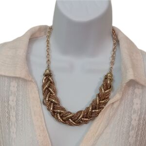 Chic Gold Toned Braided Necklace